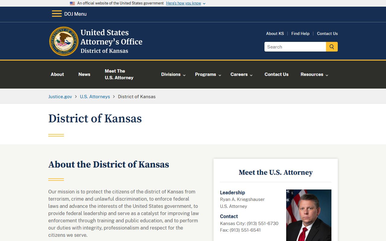 Marshall County criminal court records U.S. Attorney District of Kansas