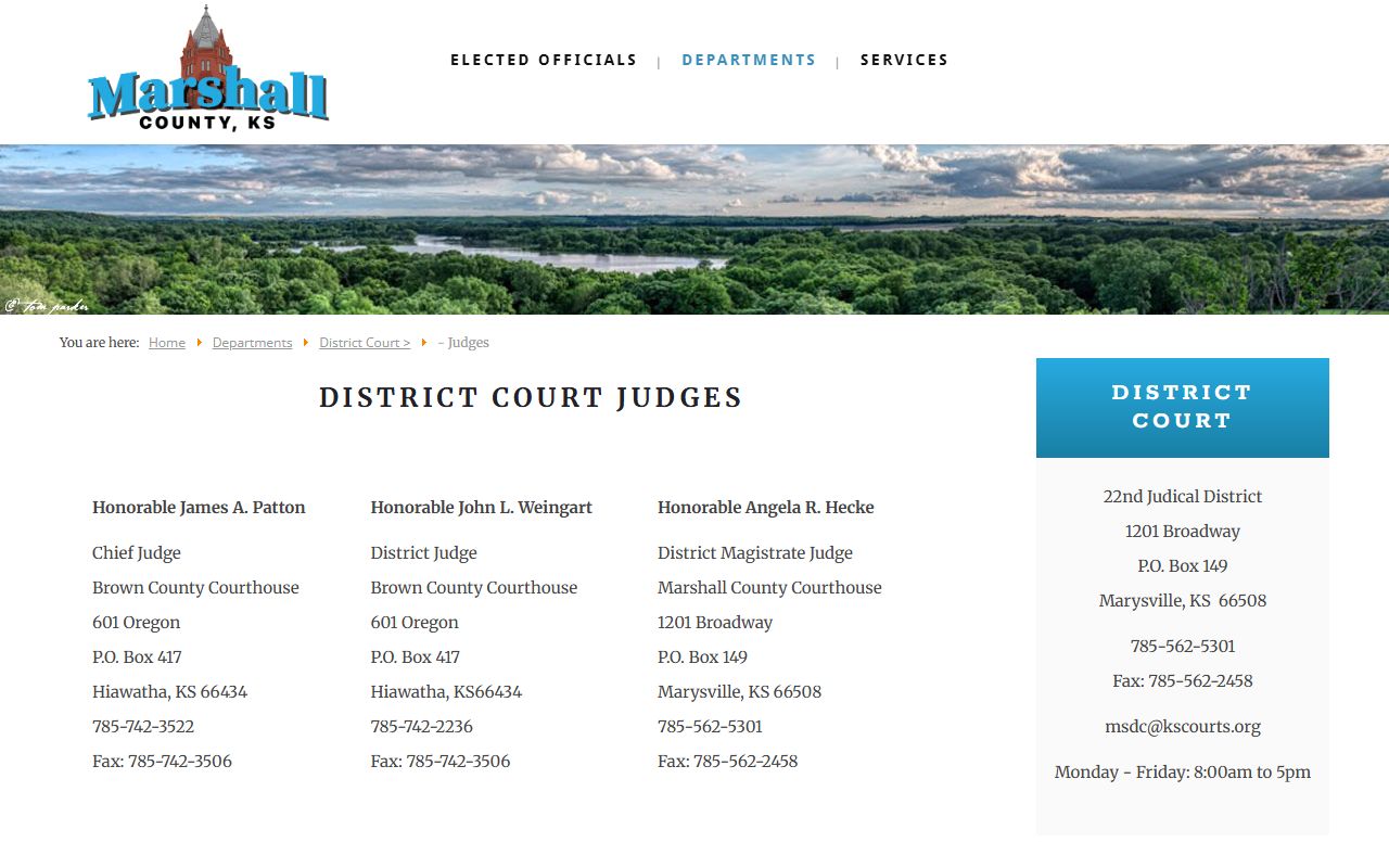 Marshall County District Court judges and records