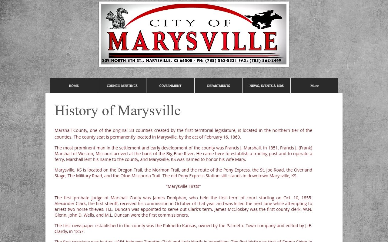 Marshall County District Court Marysville court history