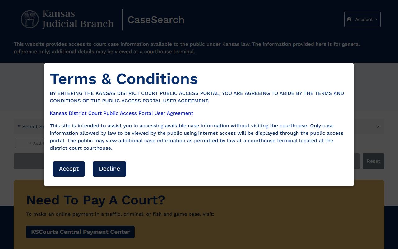 Marshall County court records Kansas CaseSearch portal