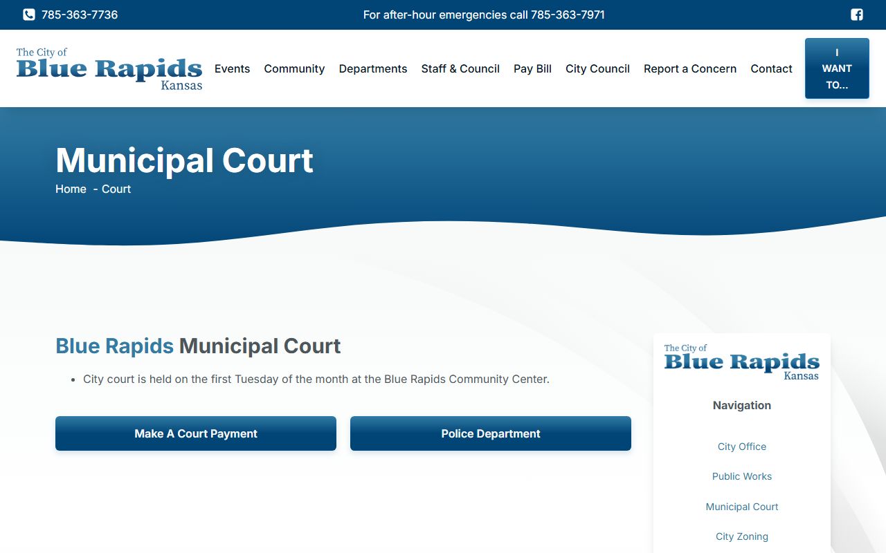 Marshall County traffic court records Blue Rapids Municipal Court source