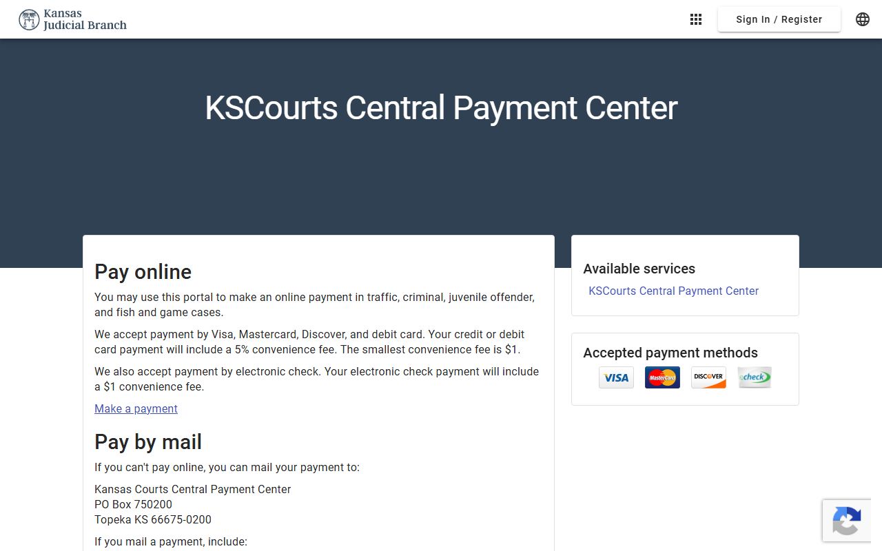 Marshall County traffic court records Kansas Central Payment Center