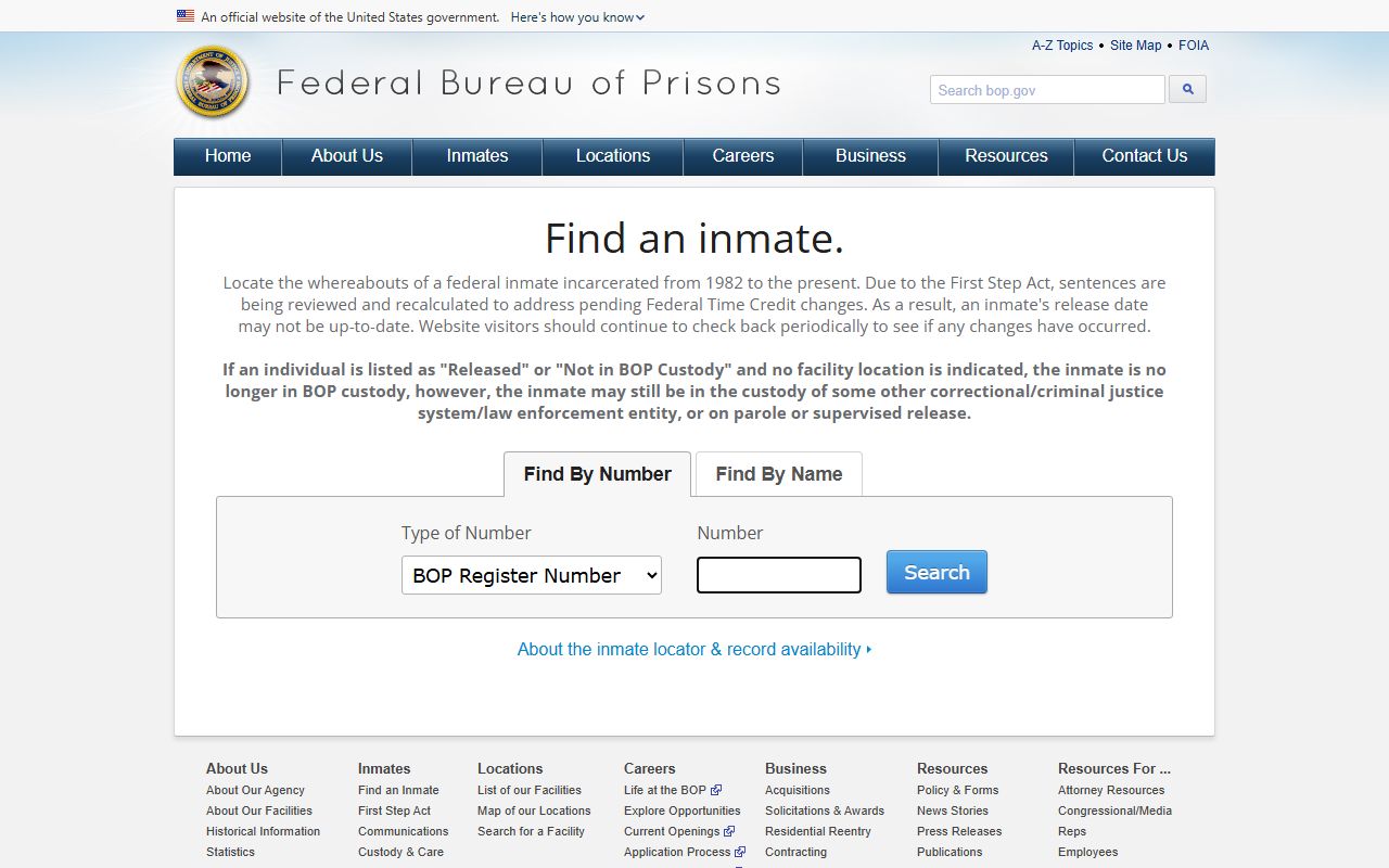 Marshall County warrant records federal BOP inmate locator