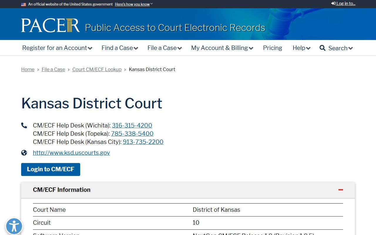 Marshall County warrant records federal Kansas District Court PACER lookup